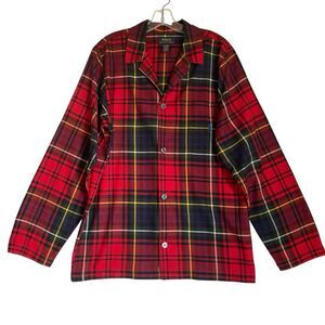 Polo Ralph Lauren Pajama Lounge Shirt Men S Red Plaid Tartan Button Down Flannel